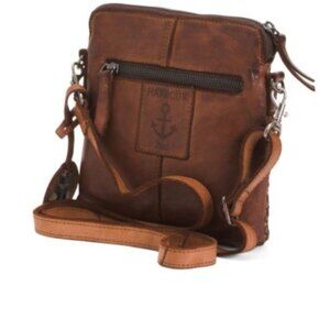 Harbour 2nd Distressed Leather Woven Brown Medium Crossbody